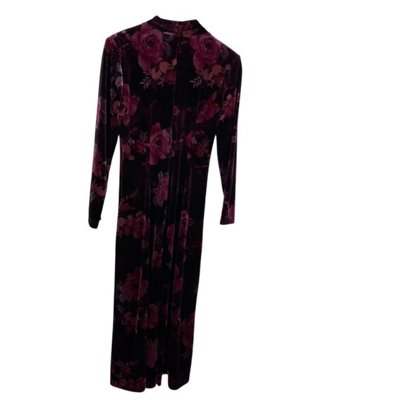 Coldwater Creek Women's Velvet Dark Floral Modest Holiday Dress Purple Size 12 - Picture 2 of 13